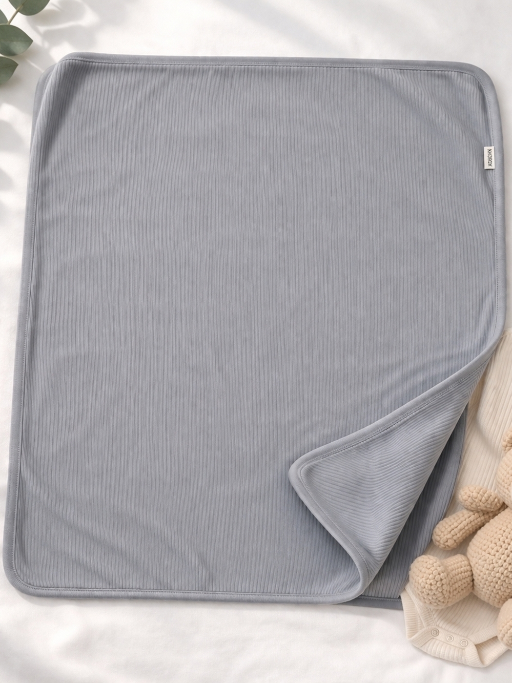 Konssy Ribbed Baby Blanket Gray Soft Neutral Swaddle Lovey 32x36 #1843